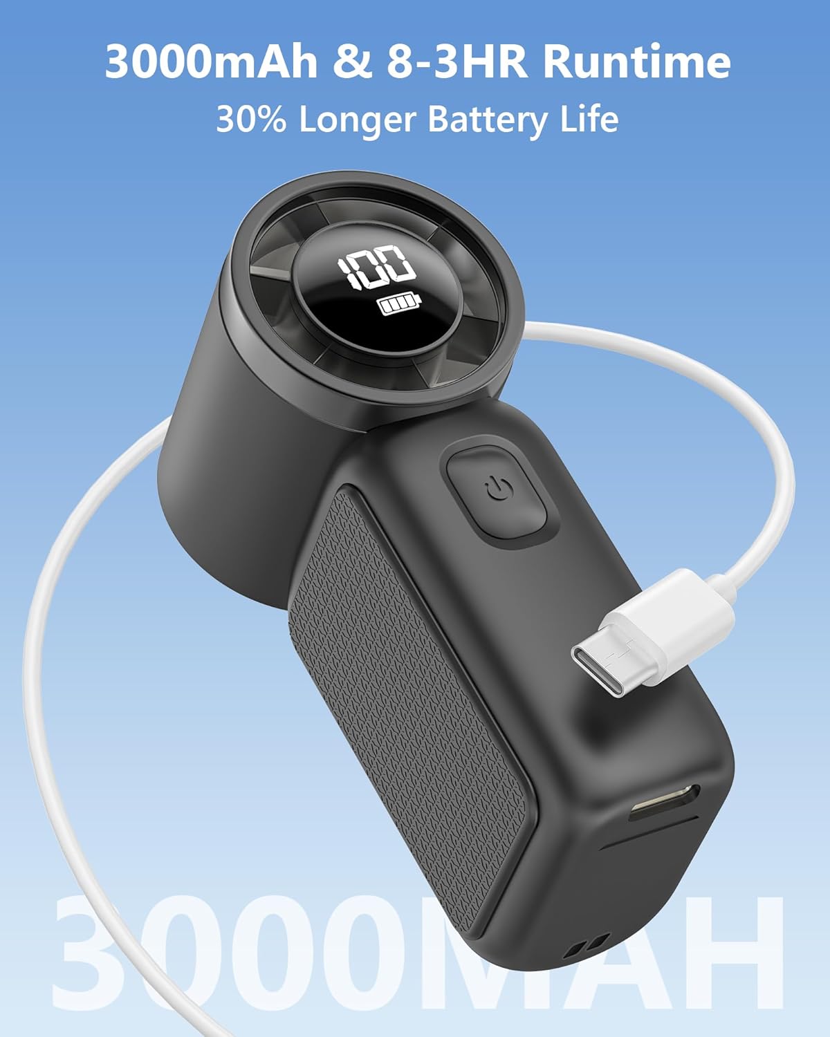 Portable Handheld Mini Fan, 6 Gear Wind, Hand Small Travel Personal Held Fans, Rechargeable Turbo Fan, Gifts for Women Men, for Camping Vacation Outdoor (black)