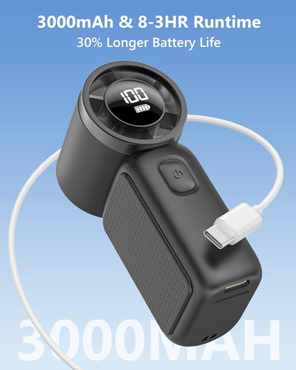 Portable Handheld Mini Fan, 6 Gear Wind, Hand Small Travel Personal Held Fans, Rechargeable Turbo Fan, Gifts for Women Men, for Camping Vacation Outdoor (black)