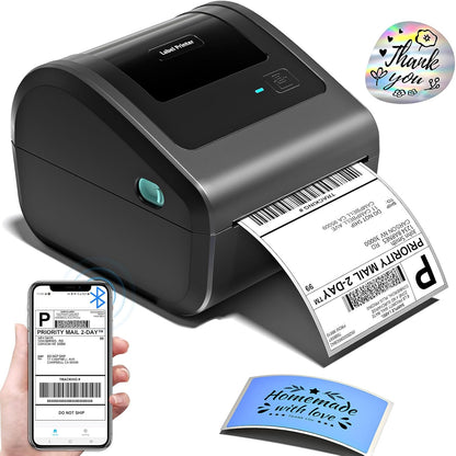 Bluetooth Shipping Label Printer 4x6 - D450BT Thermal Label Printer for Shipping Packages, Small Business, Home, Office, Compatible with Amazon, Ebay, Tiktok, Etsy, USPS