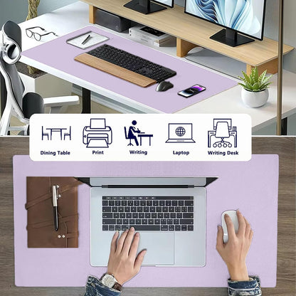PU Leather Desk Pad Protector Gaming Mouse Pad Non Slip Desk Mat for Keyboard and Mouse Waterproof Desk Writing Pad for Office and Home Desk Accessories(Purple, 31.5 * 15.7)