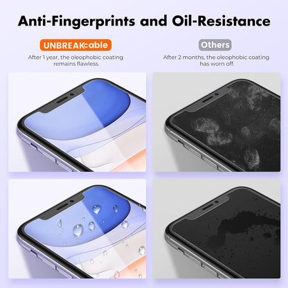 UNBREAKcable Shatterproof Tempered Glass Screen Protector for iPhone 11/iPhone XR [2-Pack] [Easy Installation Frame] [9H Hardness] [99.99% HD Clear][Bubble Free] for Apple 6.1''
