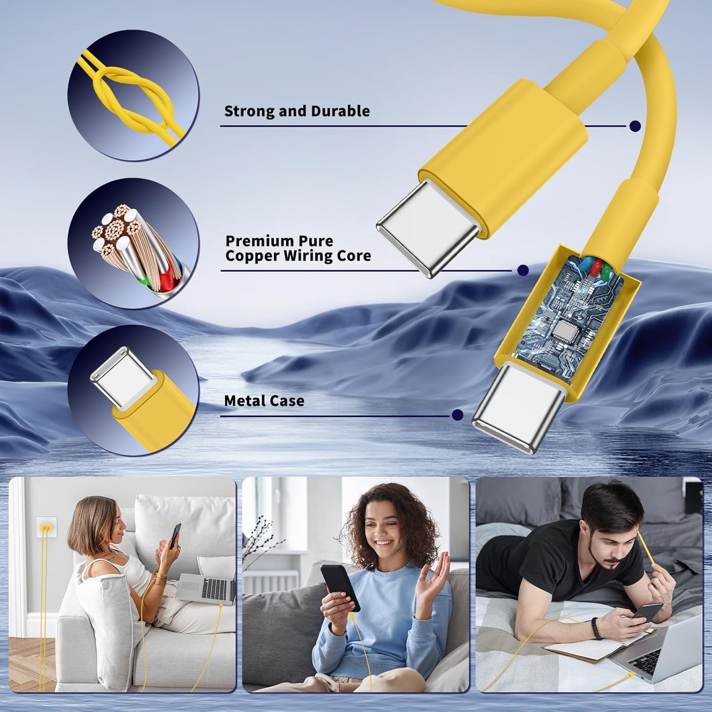 Super Fast Samsung Charger Type C,45W Dual Port USB C Fast Charger Block [2-Pack] & Extra Long 60W 3/6/6/10FT USB C Cable - PD Quick Charging 3.0 for Samsung Galaxy S25 Ultra/S24+/S23 iPhone 16