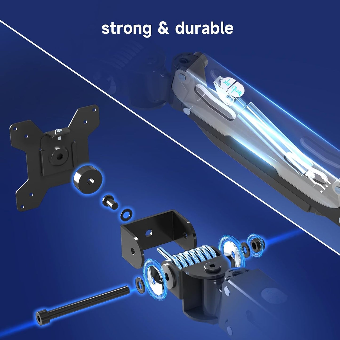 Pholiten Premium Aluminum Heavy Duty Monitor Arm，Ultrawide Monitor Arm,Full Motion Single Computer Mount for Computer Screens up to 43 inchs and 28.6lbs,Adjustable Clamp and Grommet Vesa Mount.