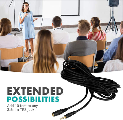 Movo MC20 3.5mm Audio Cable - 3.5mm TRS Female to Male 20ft Extension Cord for Microphones, Headphones, and More