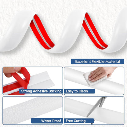 Floor Cord Cover for Wires on Floor Self Adhesive Cord Hider Floor Cable Management Wire Covers for Cords Protector Prevent Cable Trips Cord Cavity W 0.51" x H 0.31", White, 20Ft