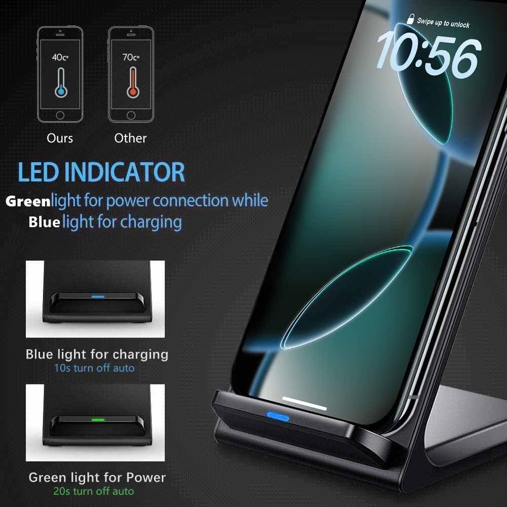 20W Fast Wireless Charger,Wireless Charging Stand Compatible with iPhone 16,16 Pro,15,14,13,12,11 Series/X/XS,Phone Charger for Galaxy S25/S24/S23/Note,Pixel/LG (No Plug)