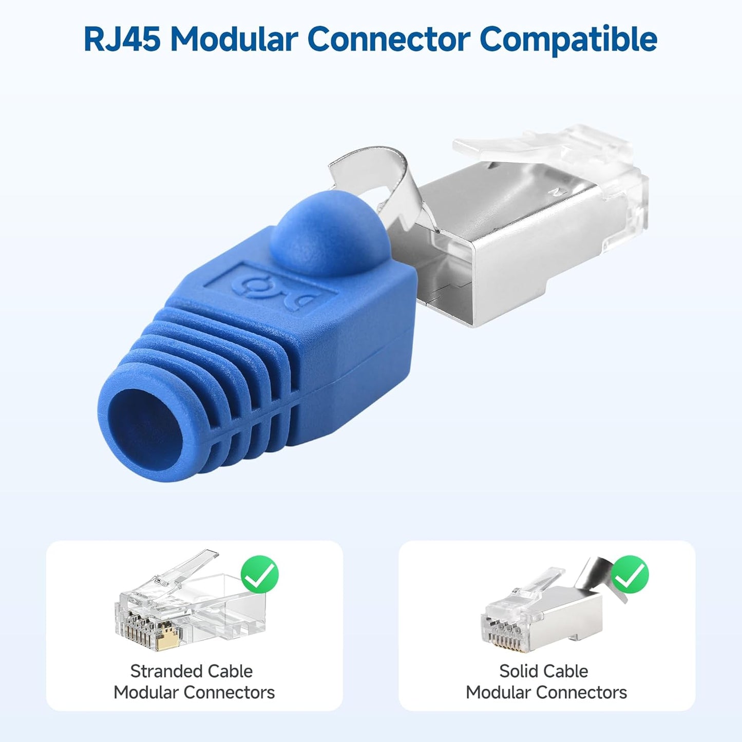 Cable Matters 100-Pack Cat6 / Cat5e RJ45 Strain Relief Boots, RJ45 Boot, Cat 6 Boot, Cat6 Ethernet Boots, Blue, Suitable for 6.5mm (0.25in) Ethernet Cables