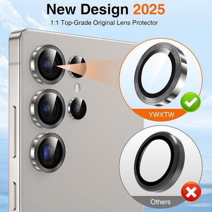 YWXTW [2025 Original Like for Samsung Galaxy S25 Ultra Camera Lens Protector, [Ultra-Thin & 6X Stronger] S25 Ultra Camera Lens Cover, 9H Tempered Glass Upgraded Metal Edging(Titanium Gray)