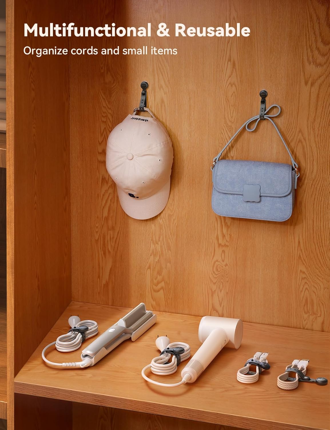 2025 Upgraded Magnetic Cable Ties with Magnets for Bundling & Cable Management– JOYROOM Reusable Silicone Cord Ties Multi-Purpose Cord Organizer Clips for Home, Office & Travel (12-Pack,Black)