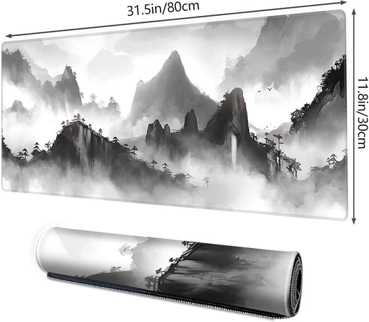 Galdas Gaming Mouse Pad XXL XL Large Long Extended Big Mousepad Non-Slip Rubber Keyboard Mouse Pad with Stitched Edges for Laptop Home Office (31.5x11.8x0.08 Inch) … (Black Ink)