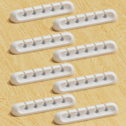 USB Cable Organizer Clips Cord Holder,8 Packs (5-Slots) White Self Adhesive Desk Cord Cable Management