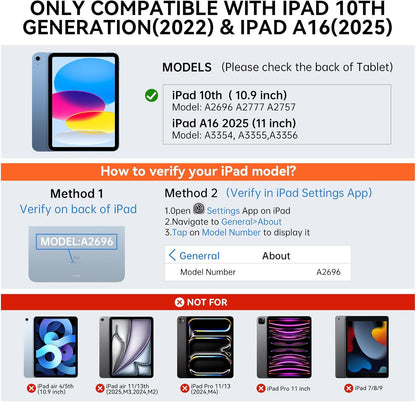 for iPad 11th 10th Generation Case with Keyboard, Magnetic 720° Rotatable Cover Detachable Wireless Bluetooth Backlit Keyboard with Pencil Holder for iPad 11 inch A16 2025 & 10.9 inch 2022 -Pink