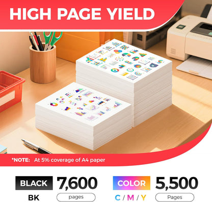 069H 069 Toner Cartridge Set 4-Pack MF753Cdw High Capacity Replacement for Canon 069H 069 Toner Compatible with Canon Color imageCLASS MF753Cdw MF751Cdw LBP674Cdw Printer Ink Black Cyan Magenta Yellow