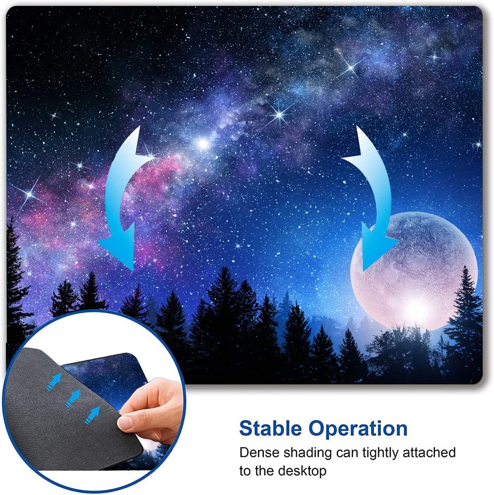 Mouse Pad, Forest Moon Mouse Pad, Washable Square Cloth Mousepad for Gaming Office Laptop, Non-Slip Rubber Cute Computer Mouse Pads for Wireless Mouse, Cute Mouse Pads for Desk