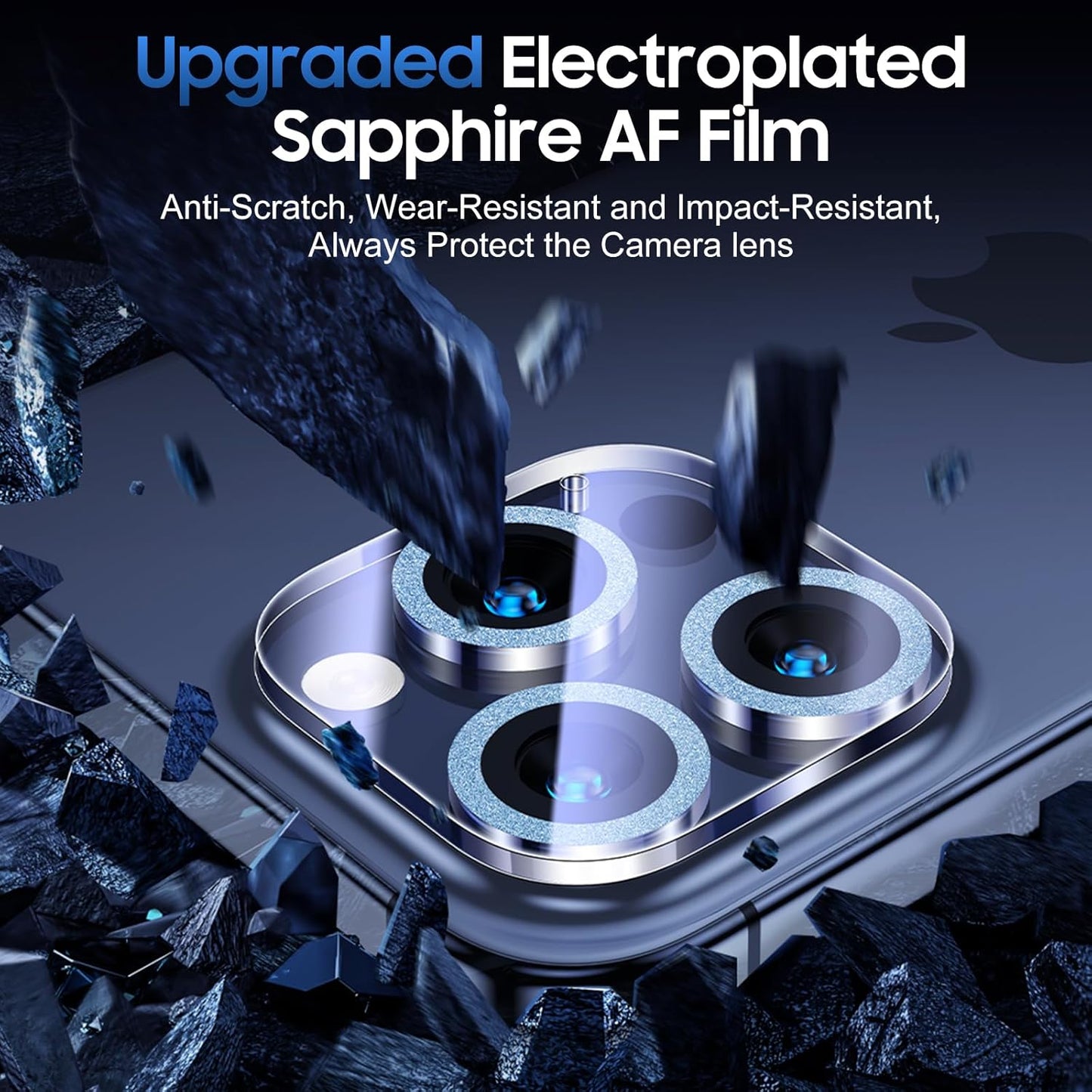 UniqueMe for 3 Pack iPhone 15 Pro/iPhone 15 Pro Max Camera Lens Protector, [Drop Protection] [Case Friendly] 9H Tempered Glass Camera Cover Screen [Update New Version] - Light Blue