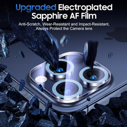 UniqueMe for 3 Pack iPhone 15 Pro/iPhone 15 Pro Max Camera Lens Protector, [Drop Protection] [Case Friendly] 9H Tempered Glass Camera Cover Screen [Update New Version] - Light Blue