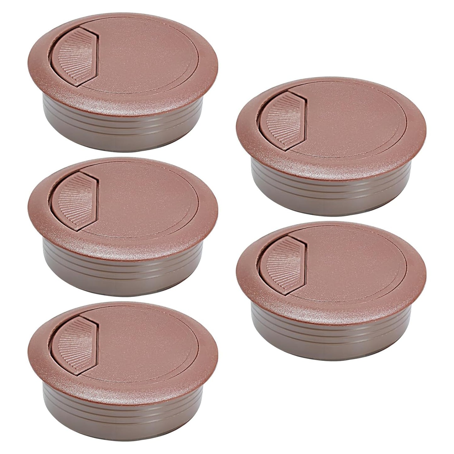 5 Pcs Desk Grommet 2-1/16" / 53 mm, Desk Cord Hole Cover, Cable Grommet ABS Plastic, Desk Hole Grommet for Home & Office Pc, Detachable Adjustable Cable Cord Organizer-Reddish Brown