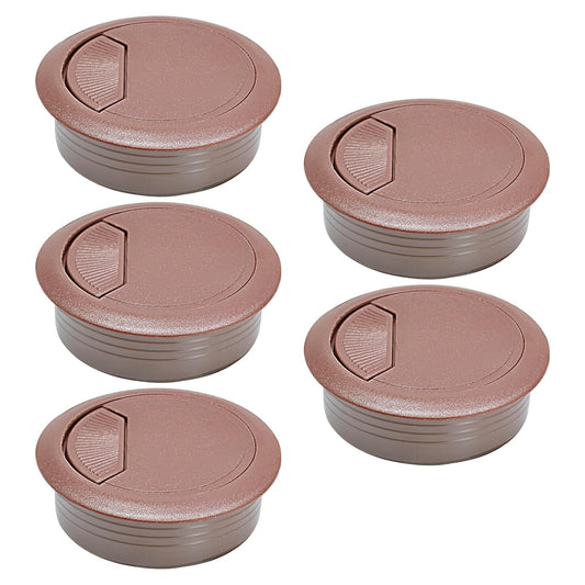 5 Pcs Desk Grommet 2-1/16" / 53 mm, Desk Cord Hole Cover, Cable Grommet ABS Plastic, Desk Hole Grommet for Home & Office Pc, Detachable Adjustable Cable Cord Organizer-Reddish Brown