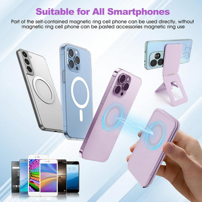 Phone Stand, Foldable Magnetic Phone Tripod, Angle Adjustment & Strong Magnets PU Leather Phone Stand, Compatible with All Smart Phone 16/15/14/13/12 (Purple)