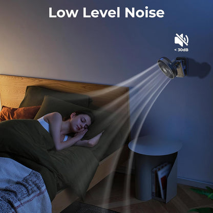 10000mAh Clip On Fan, 42H Run, Quiet & Auto Oscillating Table Fan, Rechargeable with 4 Powerful Speeds, Battery Operated Desk Fan with Sturdy Clamp for Camping Outdoor Travel RV Home Bedroom Office