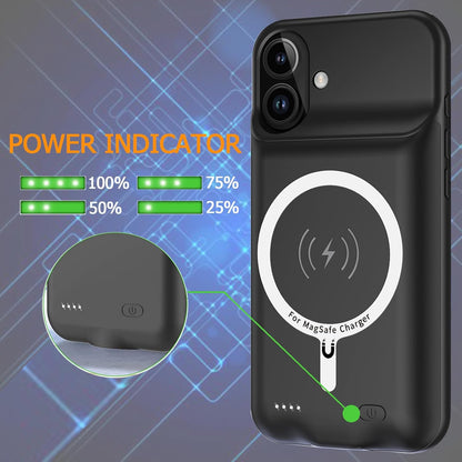 Battery Case for iPhone 17, Upgraded 10000mAh Ultra-Slim Rechargeable Portable Extended Battery Pack Support Qi Wireless Charging Case Compatible with iPhone 17 (6.3 inch) Charger Case Cover(Black)
