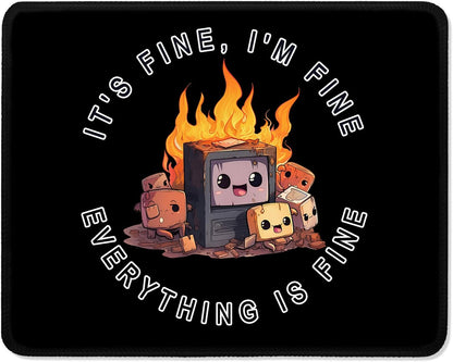 ITNRSIIET Mouse Pad with Stitched Edge Premium Textured Smooth Precise Operation Waterproof Washable Non-Slip Rubber Base Desktop Protection Mat, 10.2×8.3×0.12 inches, Funny Burning Box