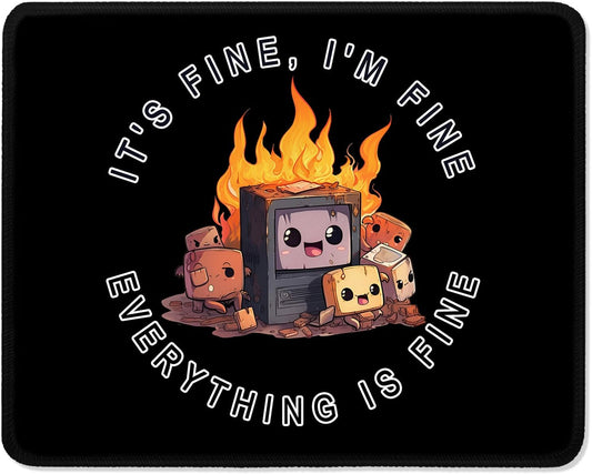 ITNRSIIET Mouse Pad with Stitched Edge Premium Textured Smooth Precise Operation Waterproof Washable Non-Slip Rubber Base Desktop Protection Mat, 10.2×8.3×0.12 inches, Funny Burning Box