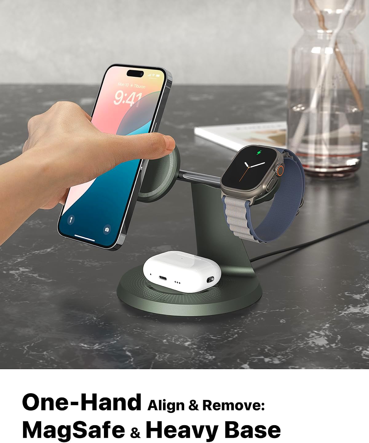 3 in 1 Wireless Charging Station for Apple Device: Fast Charging Station for iPhone and Watch with MagSafe, Stable Charger Stand for iPhone 12-16 & iWatch & AirPods