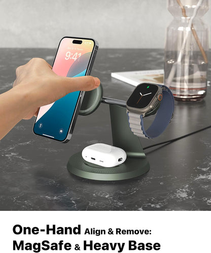 3 in 1 Wireless Charging Station for Apple Device: Fast Charging Station for iPhone and Watch with MagSafe, Stable Charger Stand for iPhone 12-16 & iWatch & AirPods