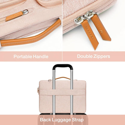 MOSISO 360 Protective Laptop Shoulder Bag,13-13.3 inch Computer Bag Compatible with MacBook, HP, Dell, Lenovo, Asus Notebook,Side Open Messenger Bag with 4 Zipper Pockets&Handle, Khaki