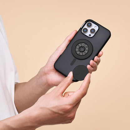 PopSockets Phone Grip for MagSafe with Kickstand, Magnetic Stand, Swappable Top, Secure Hold for iPhone MagSafe Cases, Phone & Tablet Grip - Black