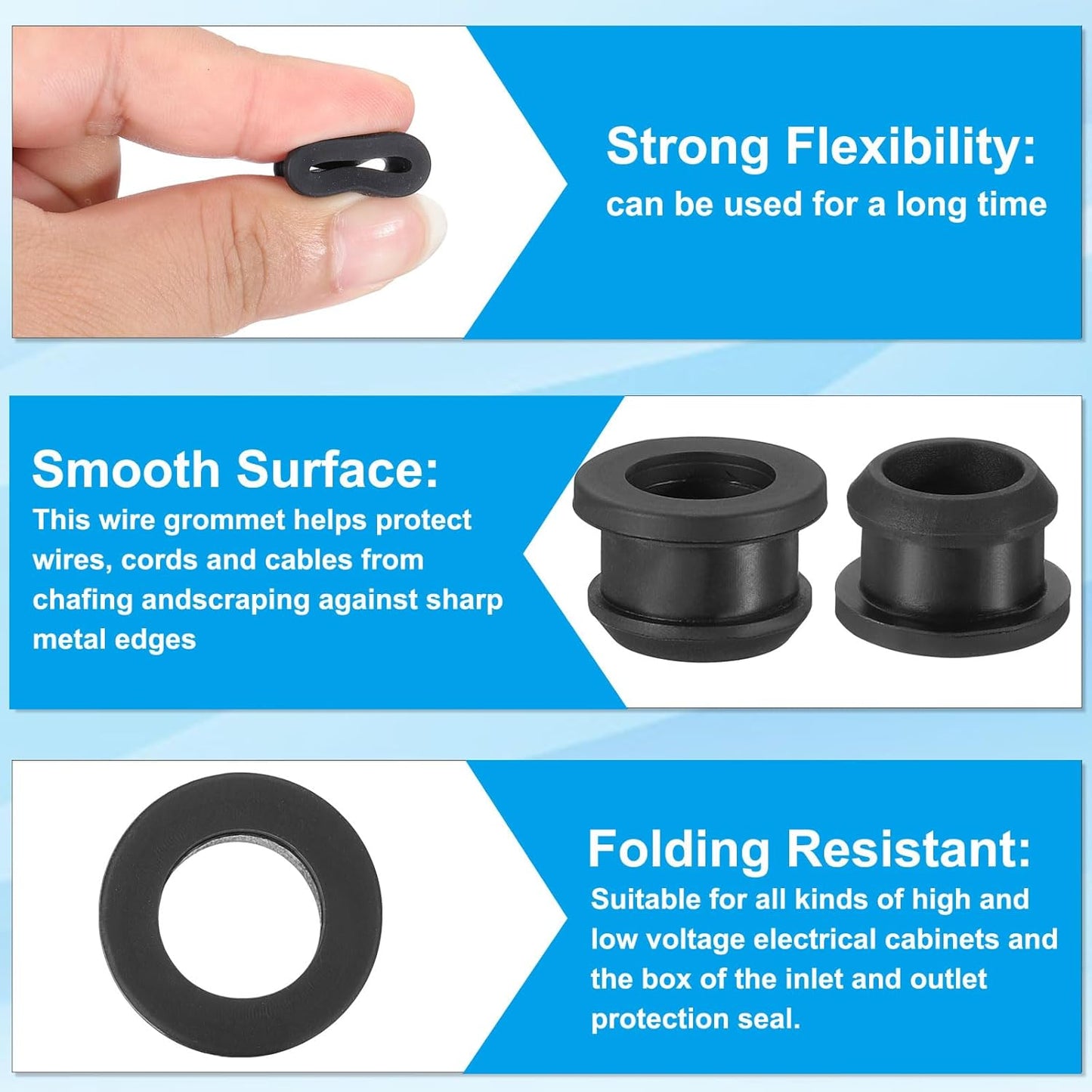 PATIKIL 13mm / 1/2 Inch Drill Hole,3/8 Inch ID Rubber Grommets, 12Pcs Top Hat Grommet for Wiring Eyelet Ring Gasket Automotive Firewall Cable Hole Plugs Wires Protection, Black