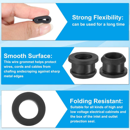 PATIKIL 14mm / 9/16 Inch Drill Hole,7/16 Inch ID Rubber Grommets, 12Pcs Top Hat Grommet for Wiring Eyelet Ring Gasket Automotive Firewall Cable Hole Plugs Wires Protection, Black