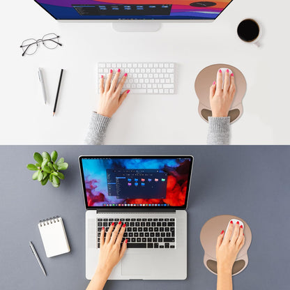 ITNRSIIET Ergonomic Mouse Pad with Comfort Gel Wrist Rest, Non-Slip PU Base, Smooth Textured Surface, Reduces Hand Fatigue & Wrist Pain, 8.7 x 7.2 Inch for Office Gaming Home, Soft Brown Gradient