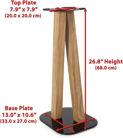 EXIMUS One Pair Fixed Height Universal Speaker Floor Stands - Oak - 600 Series