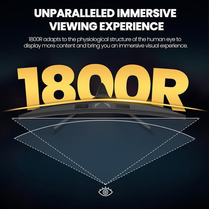 CRUA 27" Curved Gaming Monitor, 2k QHD(2560*1440P) VA Screen, 1800R, 165Hz/180Hz Computer Moniter, Supports AMD Freesync, 120% sRGB, Built-in Speakers, Wall Mountable Installs(HDMI 2.0/DP 1.4)-Black