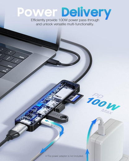 Hiearcool USB C Hub, USBC Hub Multi-Port Adapter for MacBook Pro/Air M1 M2, 4K HDMI USB-C Dock Dongle for iPad and Other Type C Devices