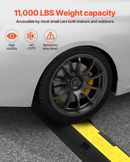 Happybuy 3 Pack of 2 Channel 11000lbs per Axle Capacity Protective Wire Cord Ramp Driveway Rubber Traffic Speed Bumps Cable Protector