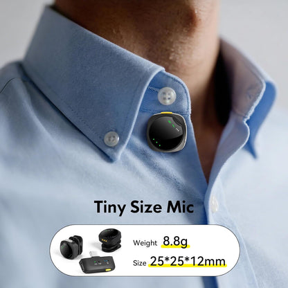 Wireless Lavalier Microphone for iPhone/Android, Lapel Mics with Lightning/USB-C Plug-Play, 100FT Range, Omnidirectional Condenser Mic for Video Recording, Interview, Podcast, Vlog, YouTube