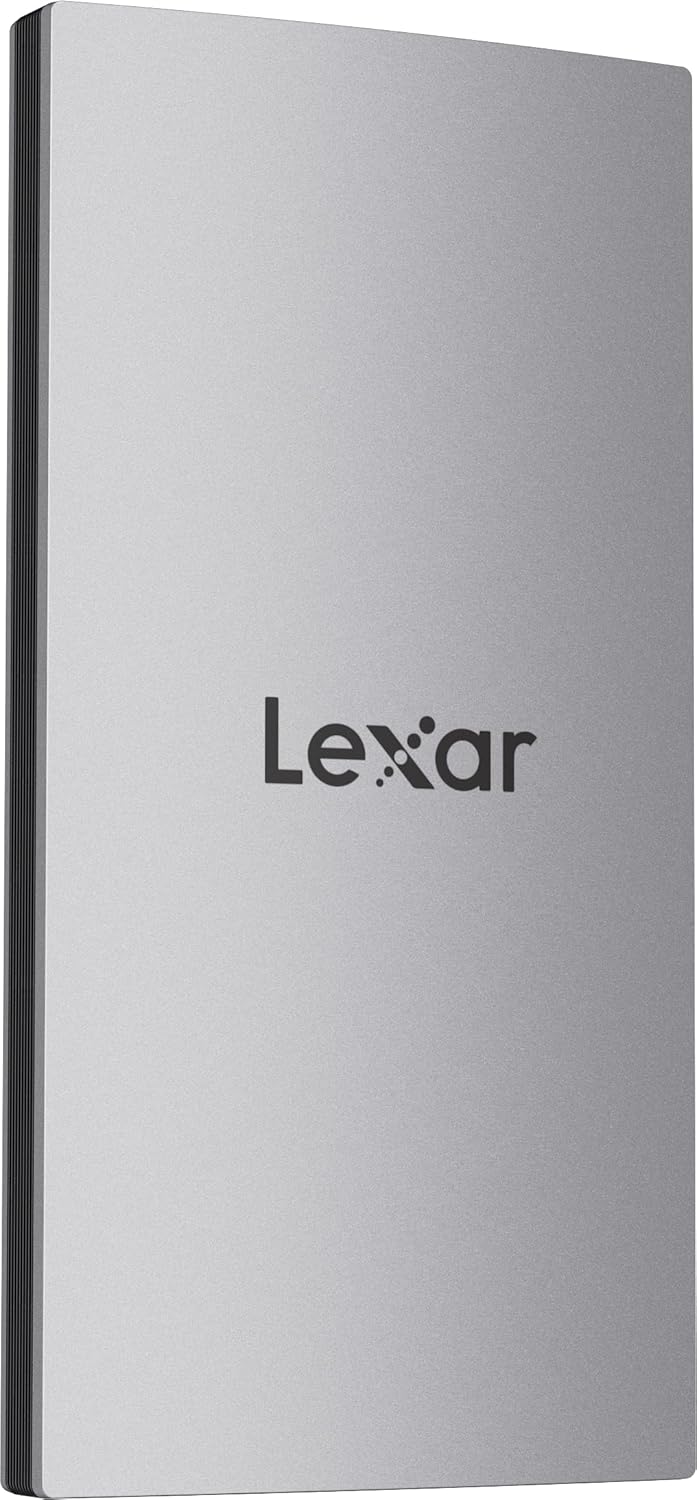 Lexar 2TB ES3 External SSD, Up to 1050MB/s Read, Storage Expansion, Compatible w/USB-C Smartphones, iPhone 15/16, PC, Mac, Tablets, Sleek & Sturdy Design, Silver (LES3XXX002T-RNSAU)