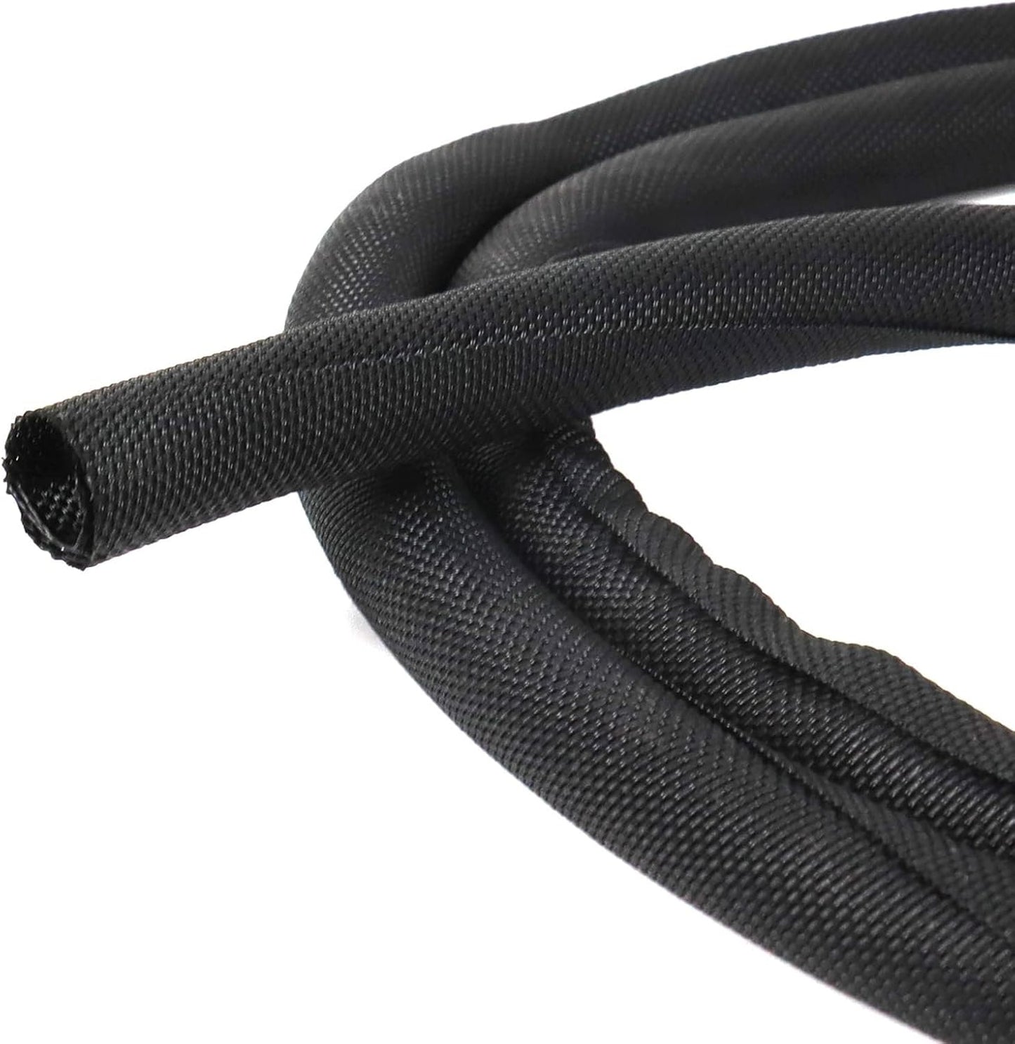 Black Braided Cable Management Sleeves Wire Loom Tubing Cord Protector Self-Wrapping (1/4"-18Feet)