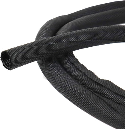 Black Braided Cable Management Sleeves Wire Loom Tubing Cord Protector Self-Wrapping (1/4"-18Feet)