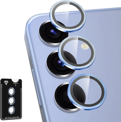 for Samsung Galaxy S25 Plus Camera Lens Protector, Individual Metal Ring Tempered Glass Lens Cover, [Strong Adsorption] Scratch Resistant Ultra-Thin HD Clear Lens Cover, 1 Set-Blue