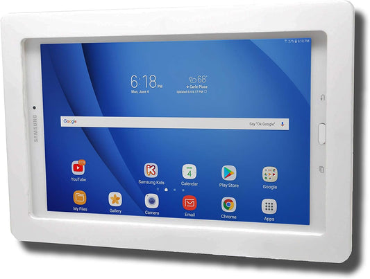 TABcare Anti-Theft Acrylic VESA Enclosure for Galaxy TAB A 8" 2019 Tablet with Free Wall Mount Kit & 90-Degree Angle Micro USB Charge Cable (TAB A 8.0 2019 SM-T290, White)