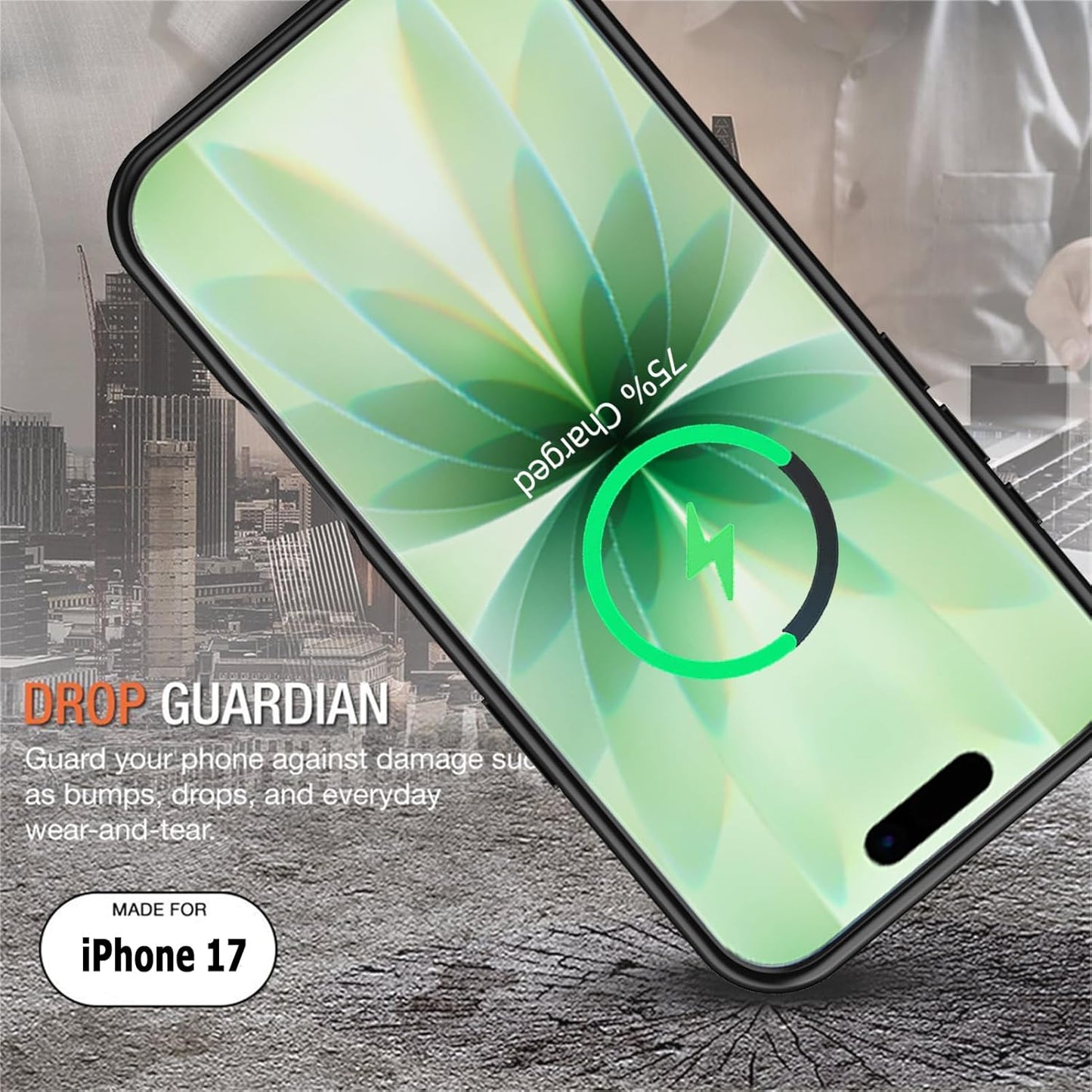 Battery Case for iPhone 17, Upgraded 10000mAh Rechargeable Portable Charging Case with Wireless Charging Compatible for iPhone 17 (6.3 inch) with Carplay Extended Battery Pack Charger Case (Black)