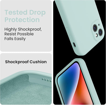 FireNova Designed for iPhone 13 Case, Silicone Upgraded [Camera Protection] Phone Case with [2 Screen Protectors], Soft Anti-Scratch Microfiber Lining Inside, 6.1 inch, Mint Green