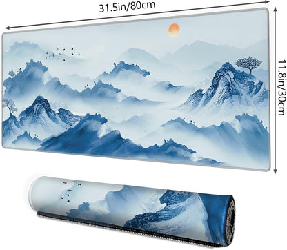Galdas Gaming Mouse Pad XXL XL Large Long Extended Big Mousepad Non-Slip Rubber Keyboard Mouse Pad with Stitched Edges for Laptop Home Office (31.5x11.8x0.08 Inch)-Landscape