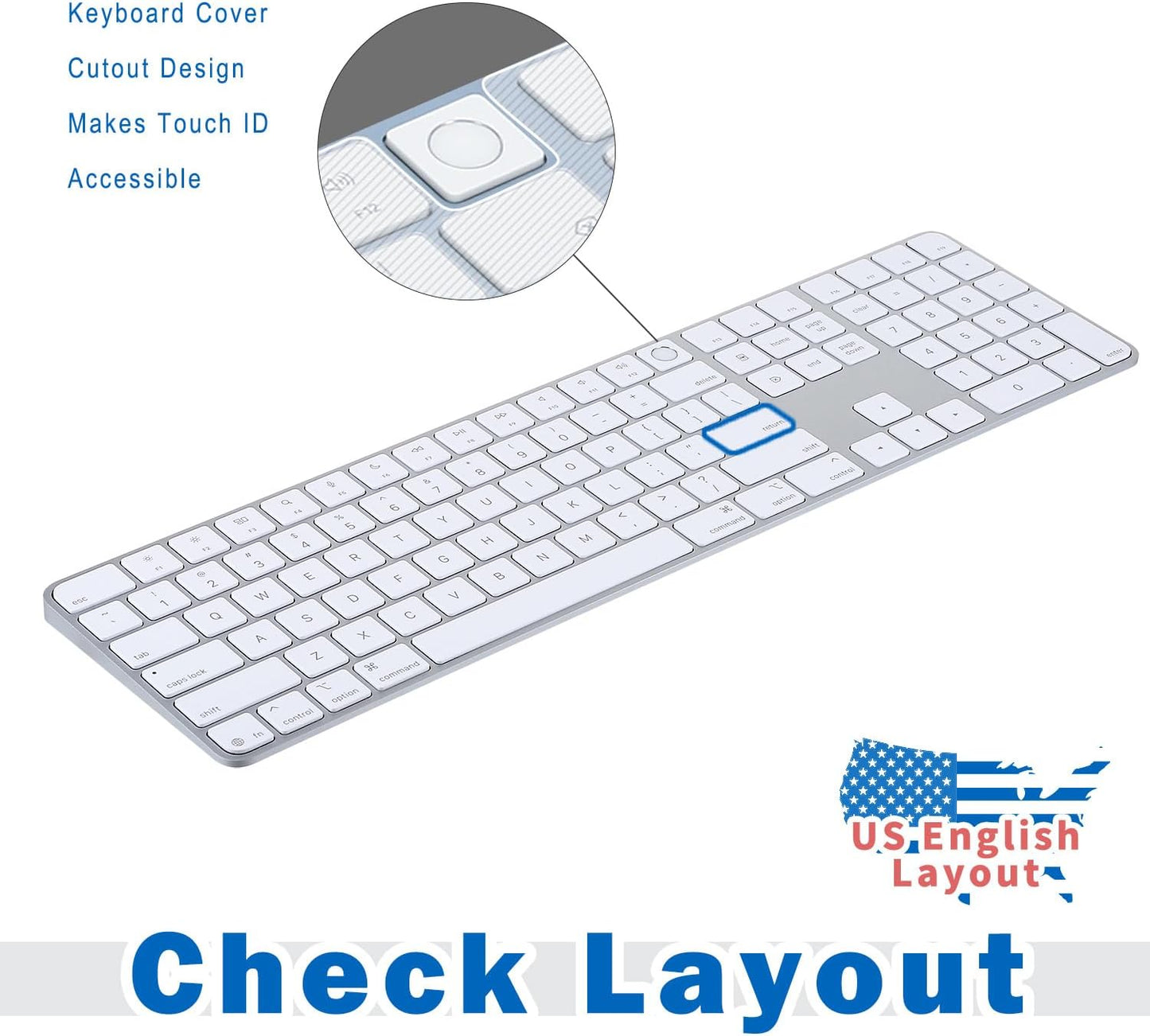 Keyboard Cover for 2024 M4 iMac Magic Keyboard (Model A3119, Touch ID, with Numeric Key) - Ultra Thin, Protective and Clear Keyboard Cover Protector Skin