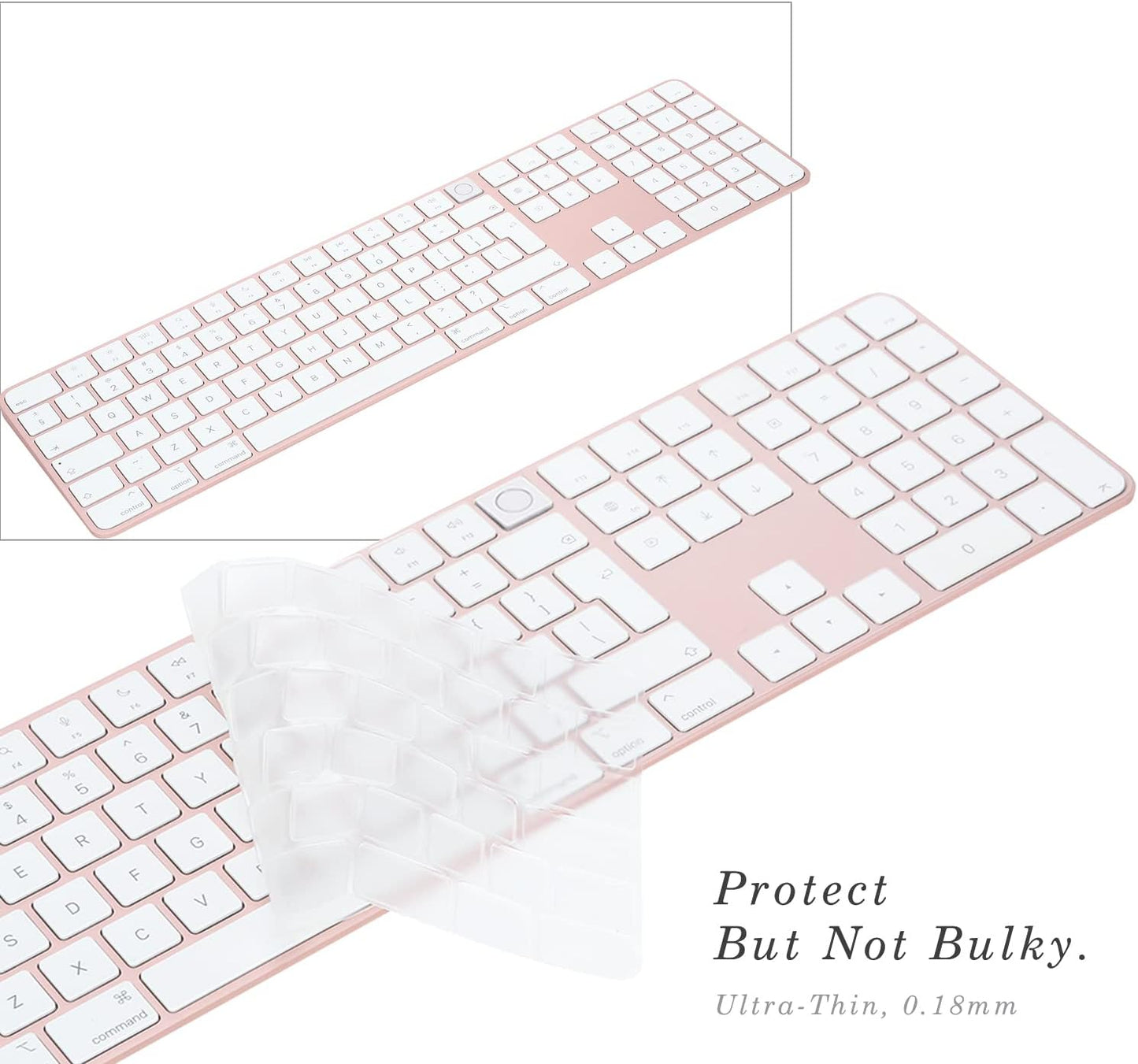 [Not for 2024 Release A3119] Keyboard Cover for iMac Magic Keyboard (Europe Layout 7 Shape Enter Key)(Model A2520, Touch ID Version, with Numeric Key) Ultra Thin Clear Protector Skin