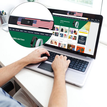 Webcam cover, 3 pieces, laptop camera cover, privacy shielding capacity is twice as big as the traditional, suitable for computer mobile phones, laptops, tablets and so on (American flag)